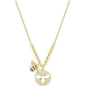 Elegant Gold Bee Pendant Necklace and Bracelet Set